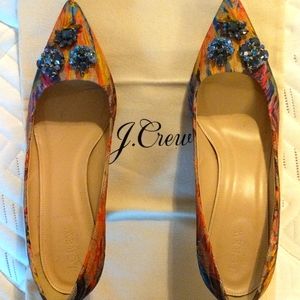 J. Crew jeweled kitten heel dress shoes, only worn twice
